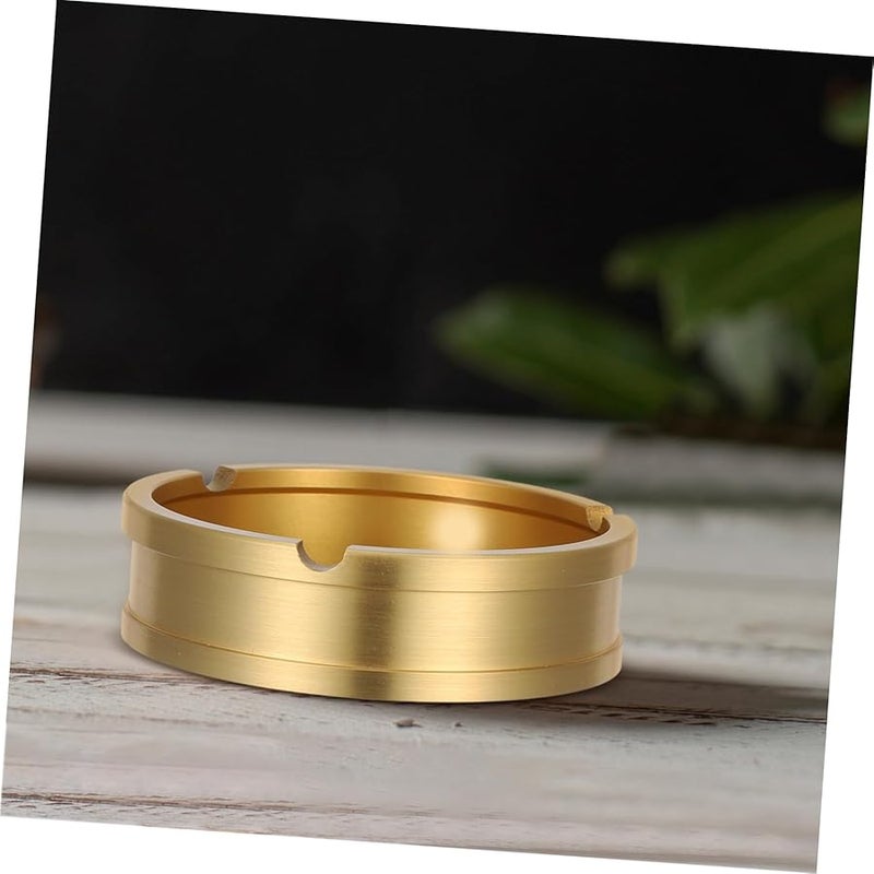 Brass Ashtray Vintage Round Ash Holder Compact Elegant Design For Home Office Patio Garden Decor - Image 4